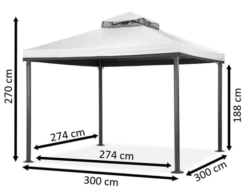 Padiglione da giardino con zanzariera e tende Valencia 3×3 grigio