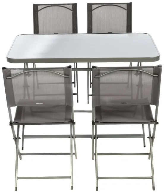 Set di mobili da terrazza Emys in acciaio grigio per 4 commensali