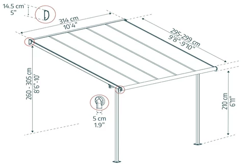 Coperture per terrazze in alluminio Sierra Palram – Canopia 3 x 3,05 grigio
