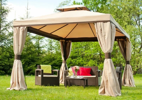 Pabellón de jardín con mosquitera y cortinas Valencia 3x3m