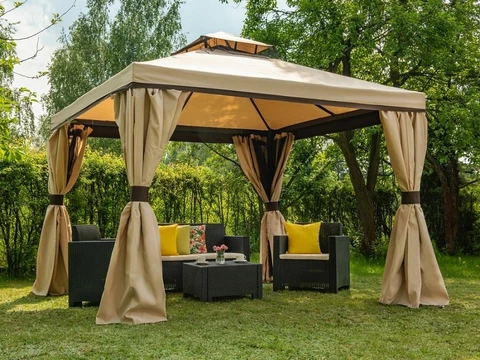 Pabellón de jardín con mosquitera y cortinas Valencia 3x3m