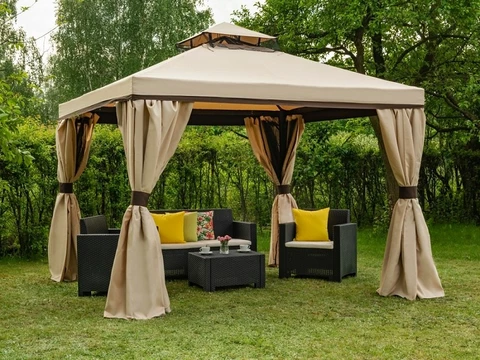 Pabellón de jardín con mosquitera y cortinas Valencia 3x3m