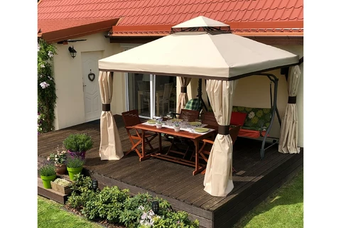 Pabellón de jardín con mosquitera y cortinas Valencia 3x3m