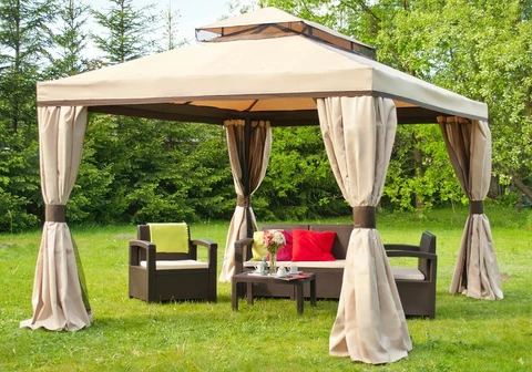 Pabellón de jardín con mosquitera y cortinas Valencia 3x3m