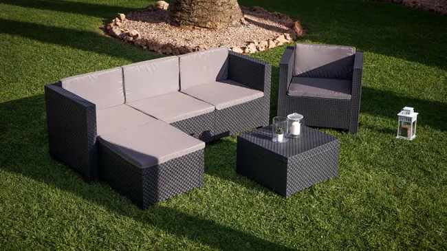 Gartenset Manhattan aus Harz Graphit für 4 Personen