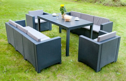 Conjunto de muebles en technorattan Colorado Apetito 8 antracita Bica