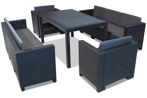 Conjunto de muebles en technorattan Colorado Apetito 8 antracita Bica