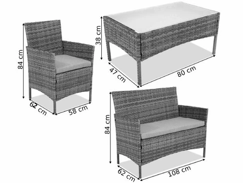 Conjunto de rattan artificial Calabria marrom
