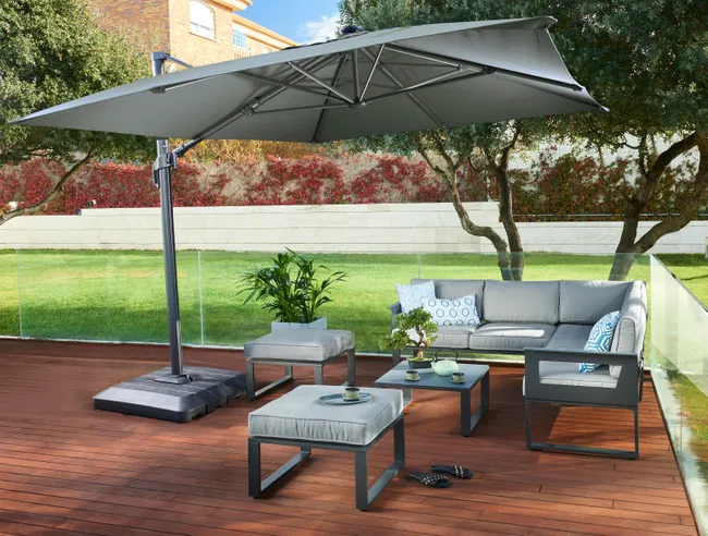 Sofa- und Couchtisch-Set Odyssea aus Aluminium Anthrazit für 10 Personen