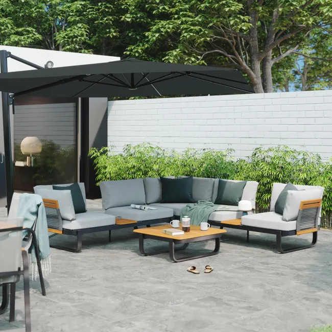 Gartenset NATERIAL Calypso aus grauem Aluminium für 5 Personen