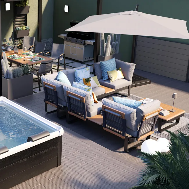 Gartenset NATERIAL Calypso aus grauem Aluminium für 5 Personen