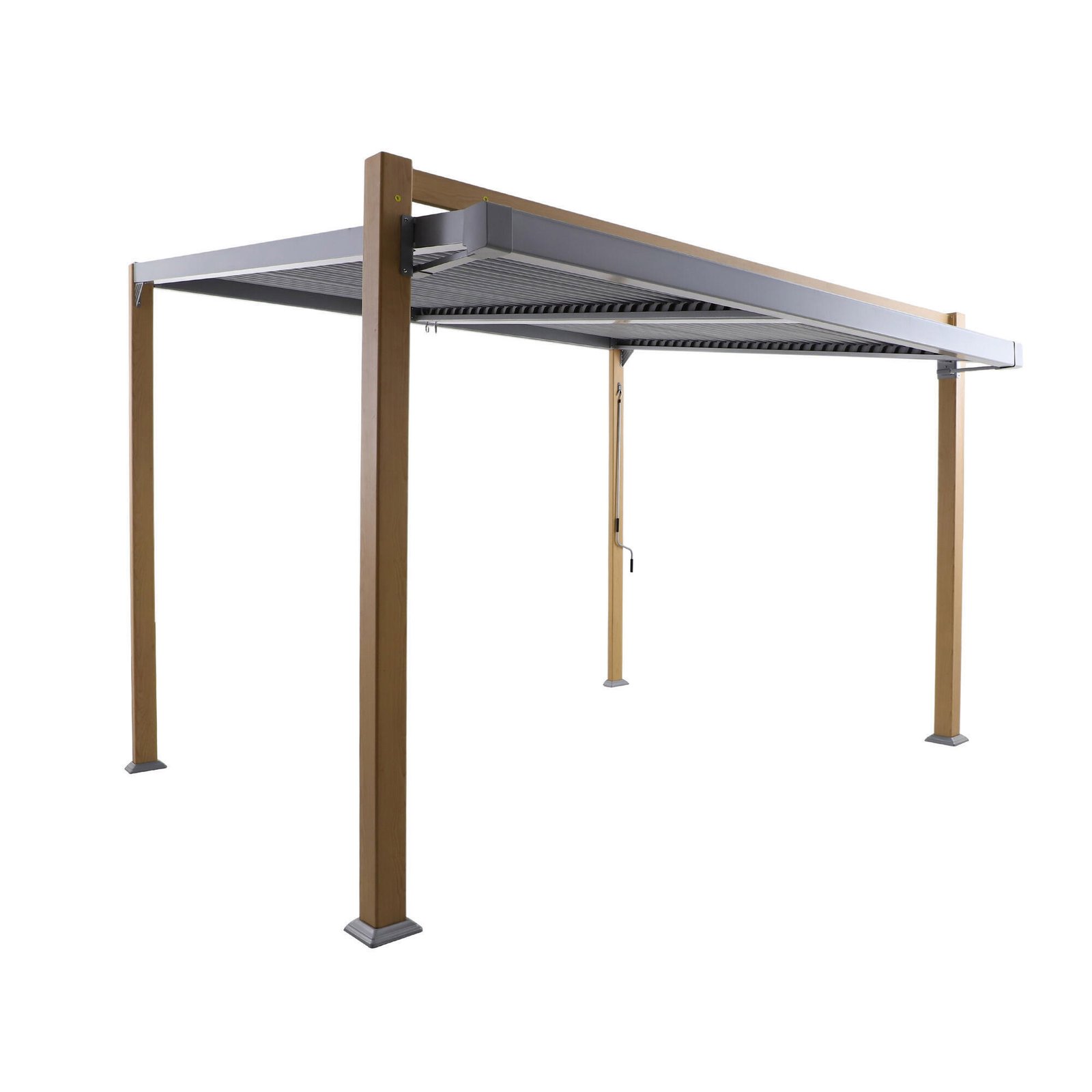 Pergola bioclimatica in alluminio addossata NATERIAL Odyssea grigia da 319 x 380 x 267 cm manuale