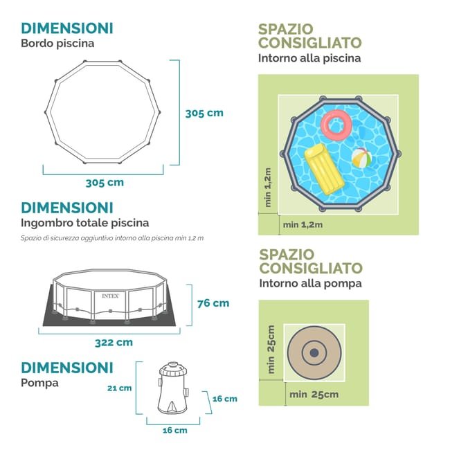 Piscina redonda metal frame intex 305×76 cm 4485 litros + depuradora
